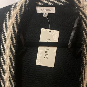Oceanus Black and Cream Women's Cardigan